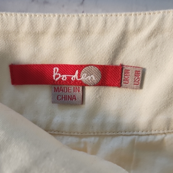 Boden Floral Applique Embroidered Cream A Line Twill Skirt Retro Womens Size 4 - Picture 4 of 9